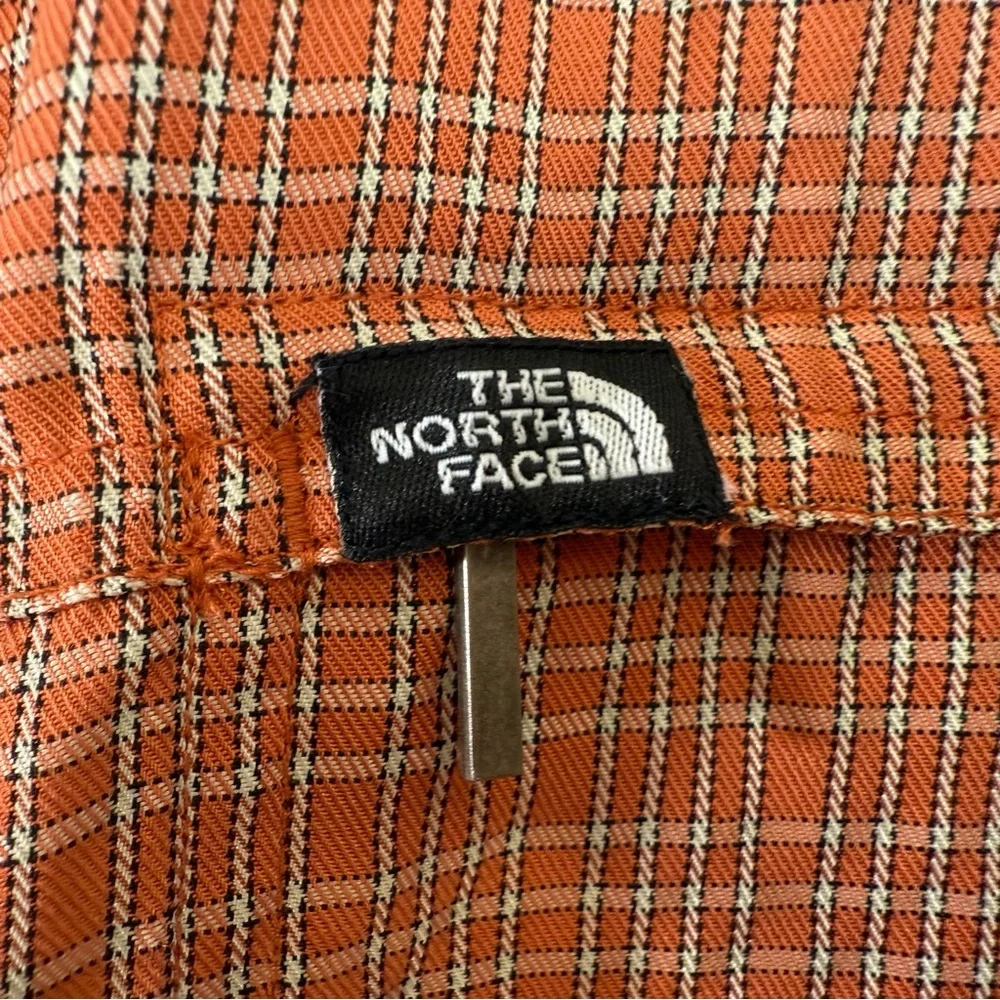 The North Face‎ Orange Checkered Shirt Men’s Size L Hiking Fishing Adventure